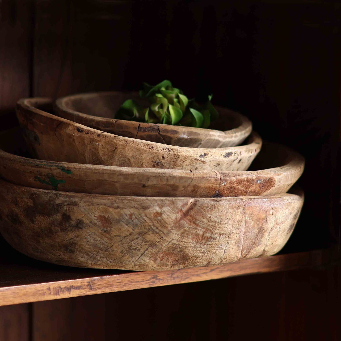 Antique Decorative Raw Teak Wabi Sabi Bowls