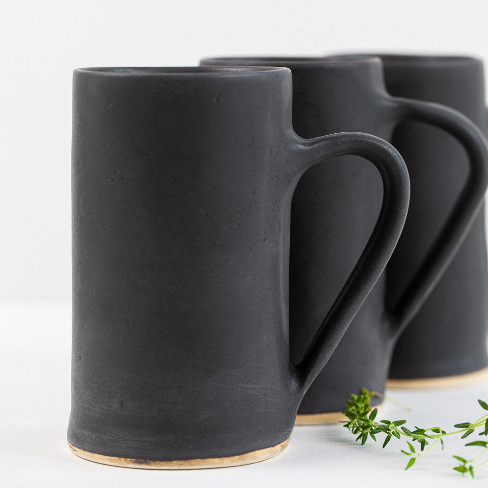 Organic Hand-thrown Porcelain Mug in Matte Black