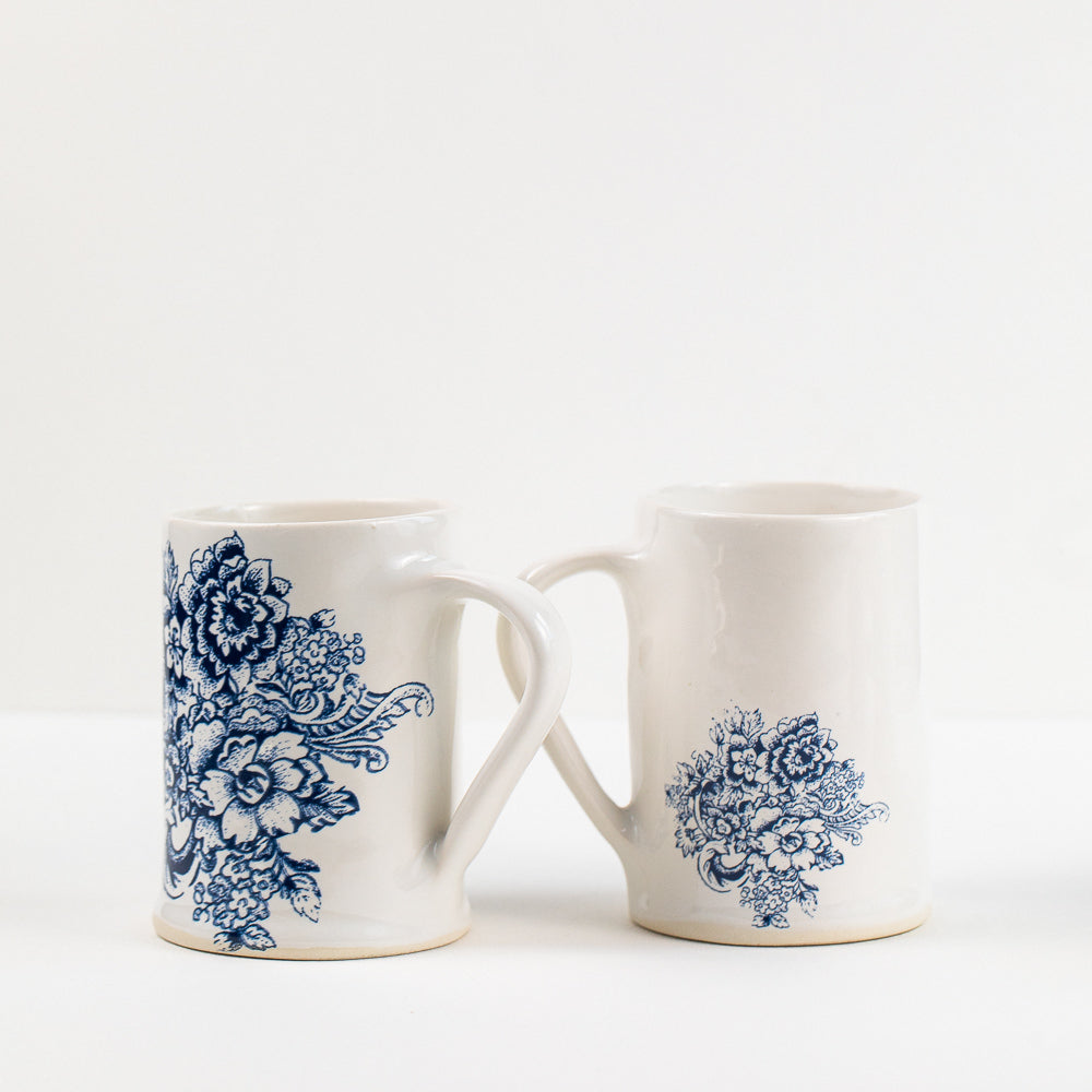 Blue Posy Hand-thrown Porcelain Mug