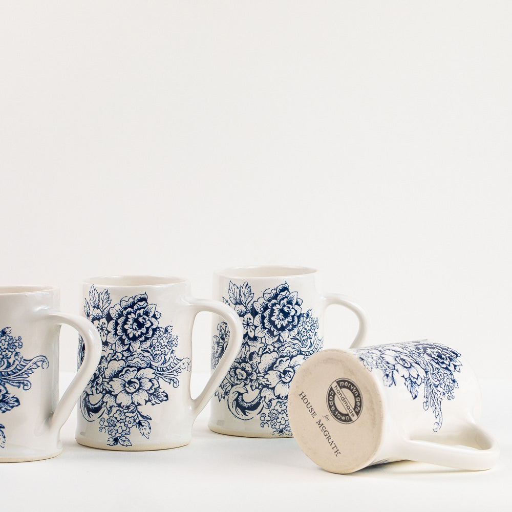 Blue Posy Hand-thrown Porcelain Mug