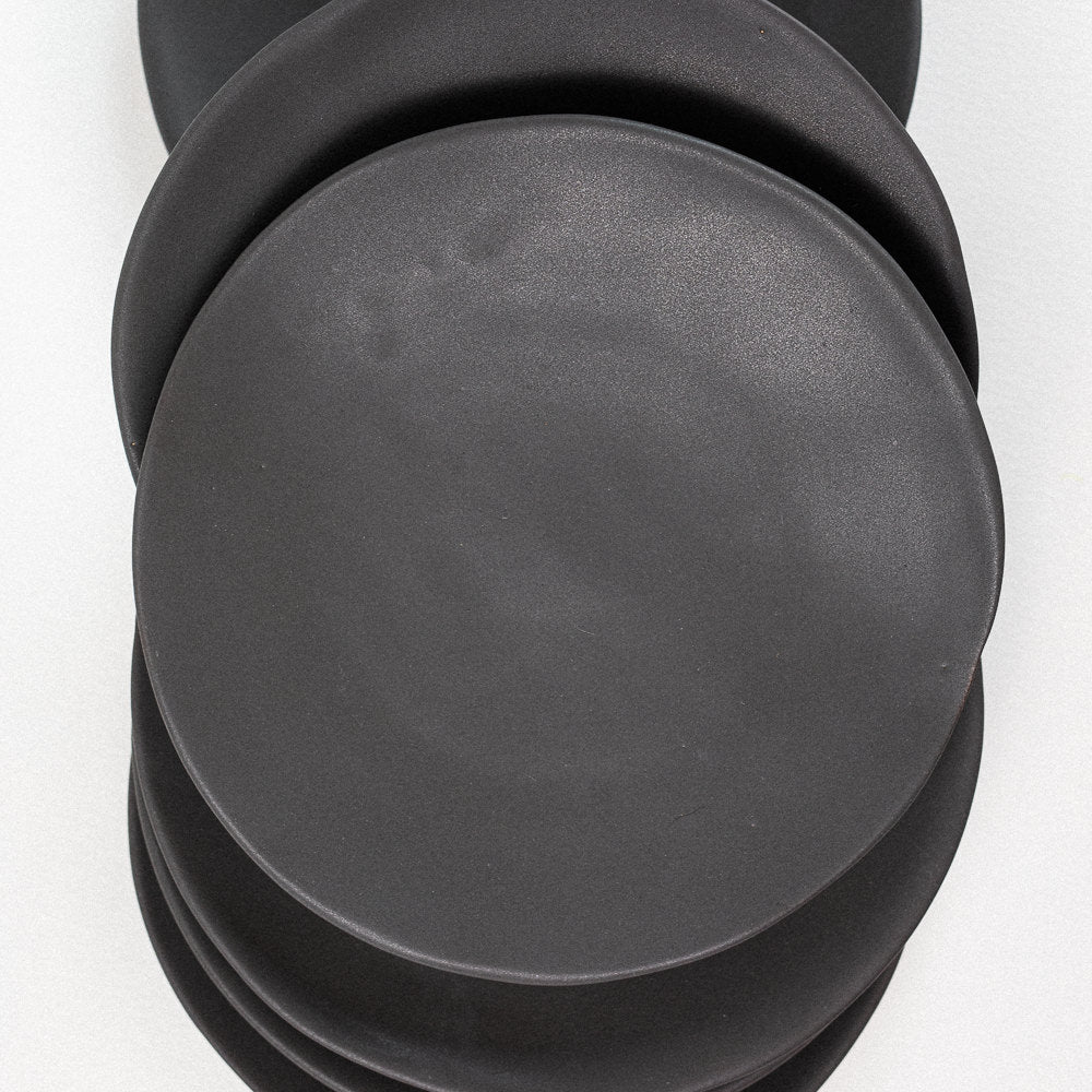 Organic Hand-thrown Porcelain Side Plate in Matte Black