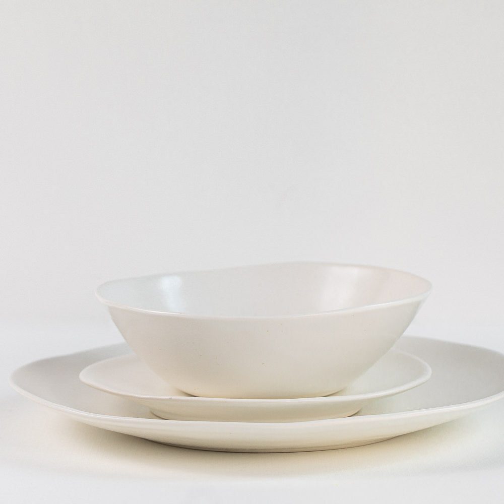 Organic Hand-thrown Porcelain Bowl in Satin White