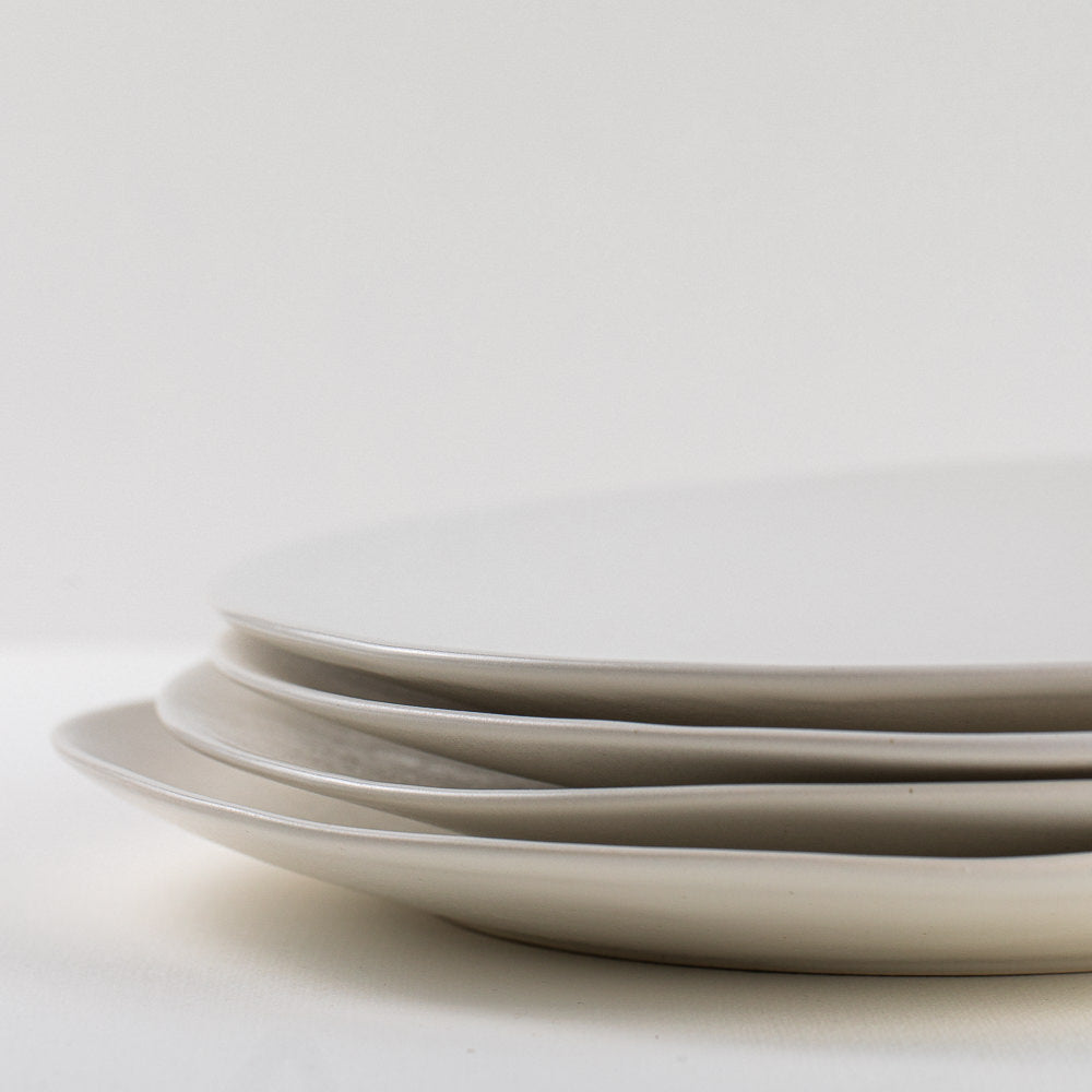 Organic Hand-thrown Porcelain Dinner Plate in Satin White