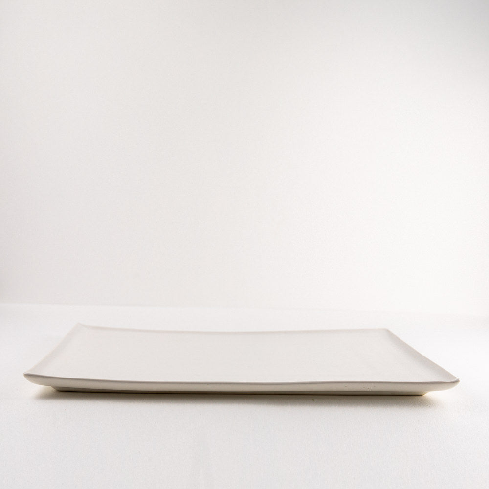 Organic Hand Thrown Porcelain Platter in Satin White