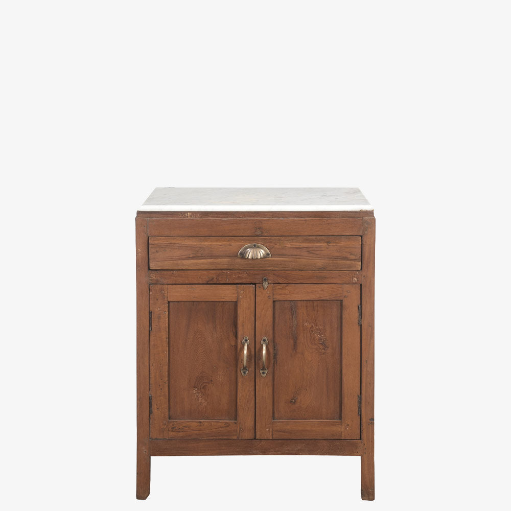 The Foynes Antique Teak and Marble Cabinet
