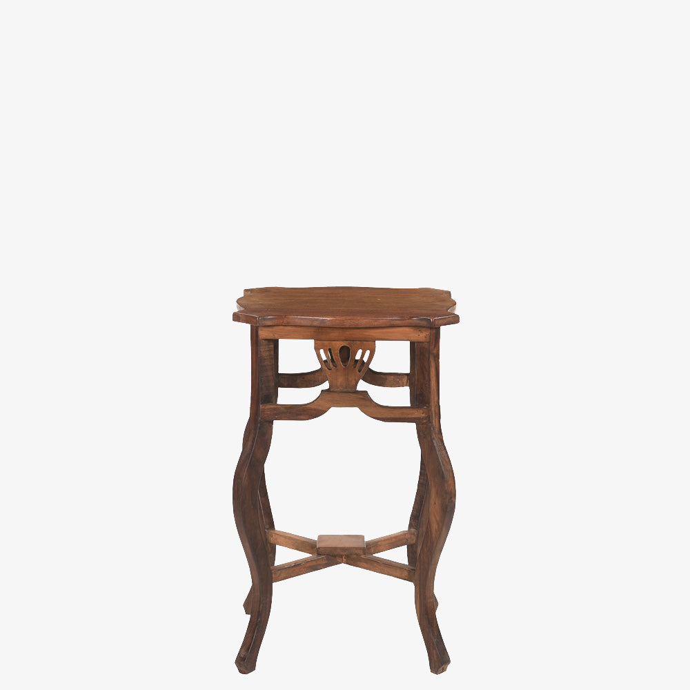 The Clover Antique Side Table in Natural Teak