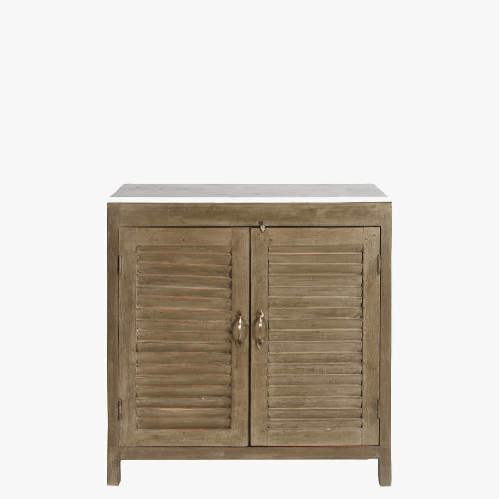 The Cullan Antique Marble and Teak Cabinet in Estuary Grey