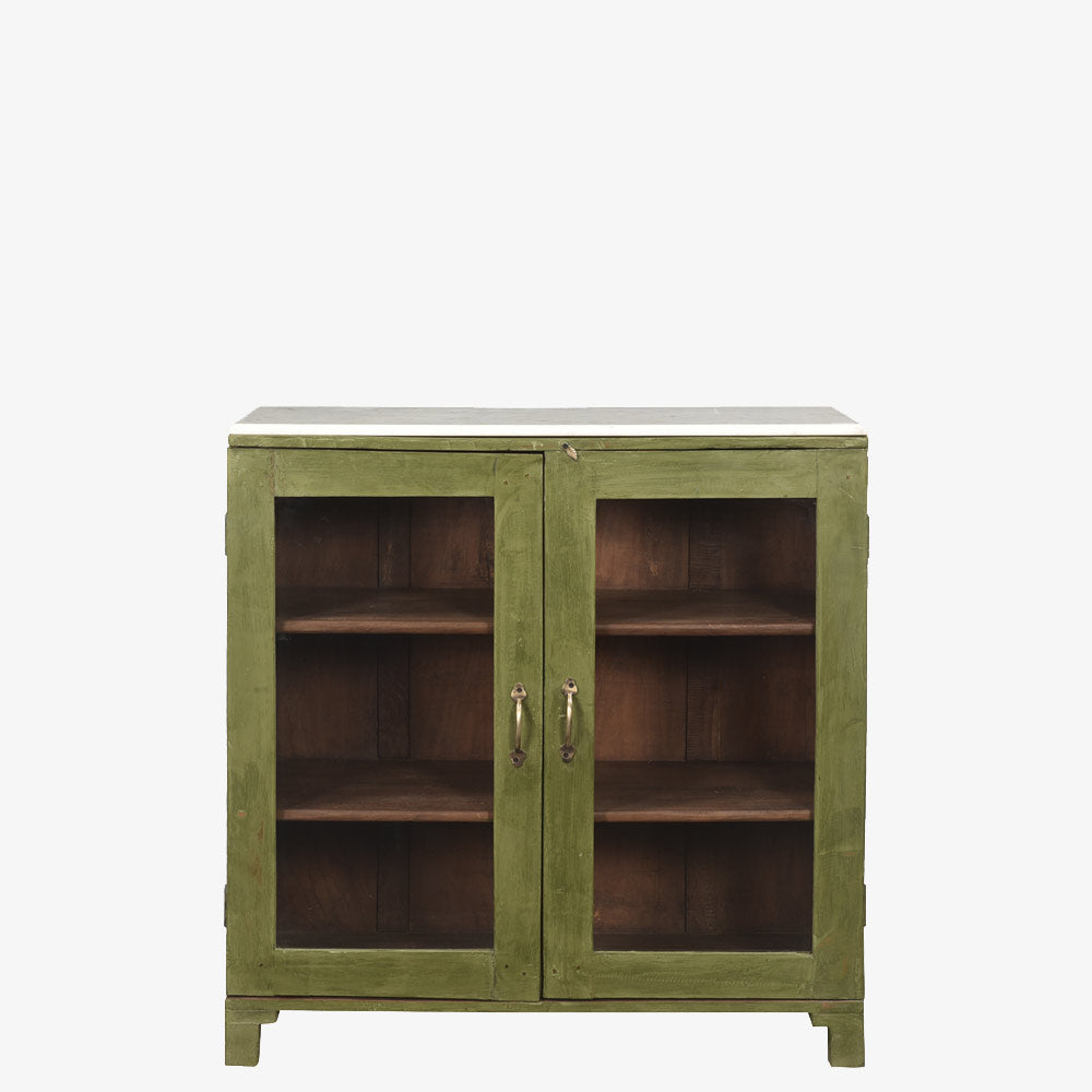 The Dangan Antique Marble Display Cabinet in Fern Frond Green