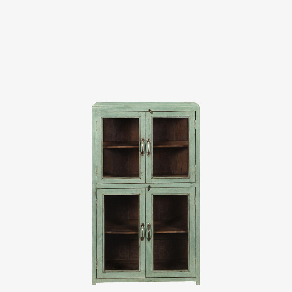 The Glenloe Antique Display Cabinet in Lichen Green