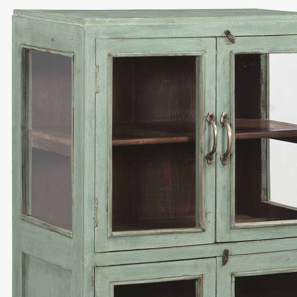 The Glenloe Antique Display Cabinet in Lichen Green