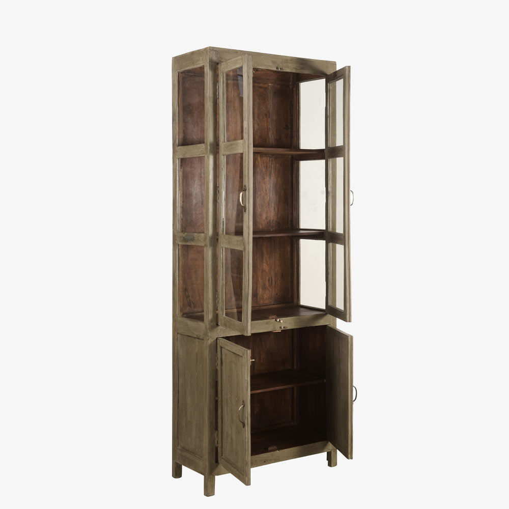 The Brack Tall Antique Display Dresser in Estuary Grey