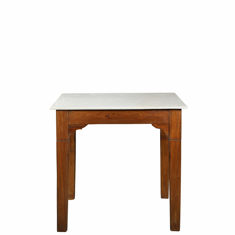 The Cloch Antique Square Table  with Marble - Natural