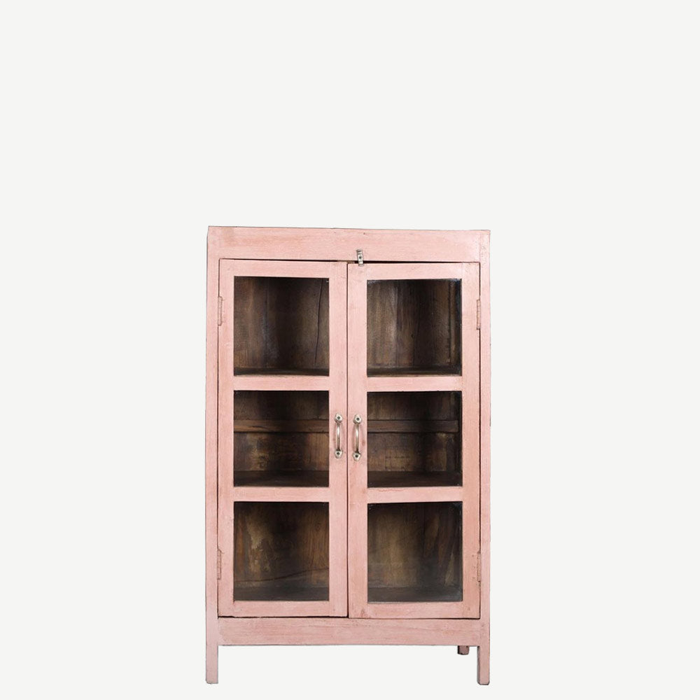 The Mizen Antique Mini Display Dresser in Soft Pink