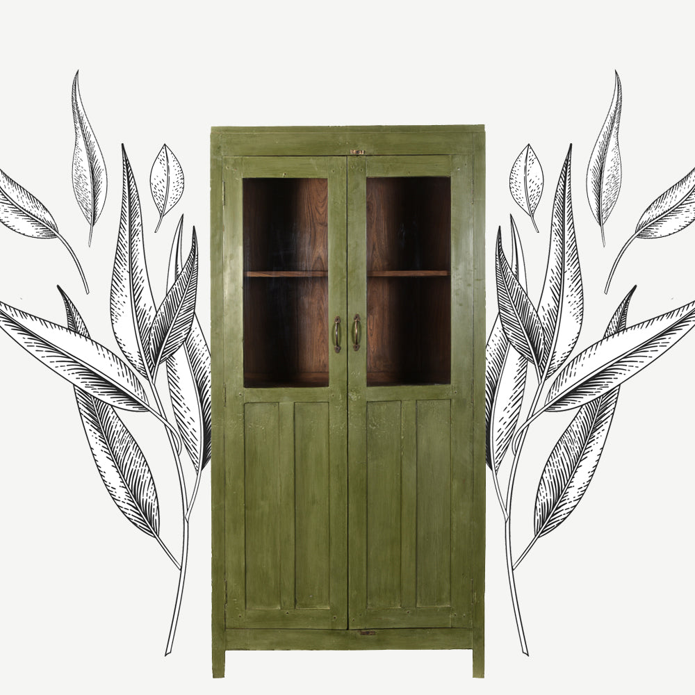 The Skerries Antique Display Dresser in Fern Frond Green