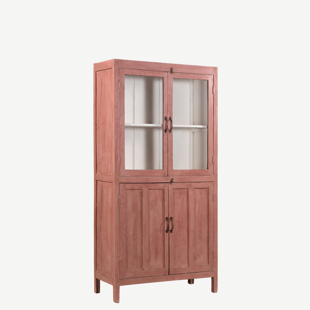 The Moyle Antique Display Dresser in Hydrangea Pink