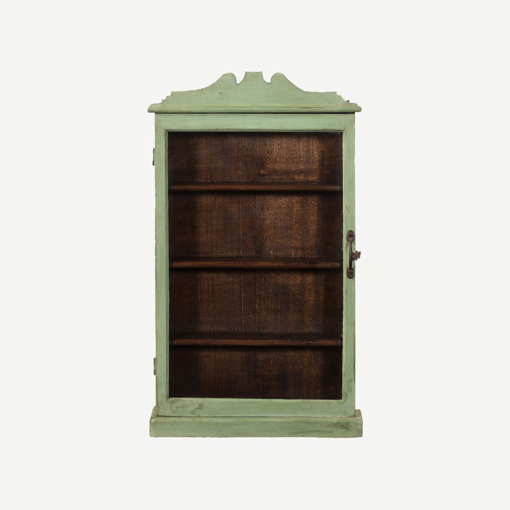 The Niska Antique Wall Hung Display Cabinet in Hampstead Green